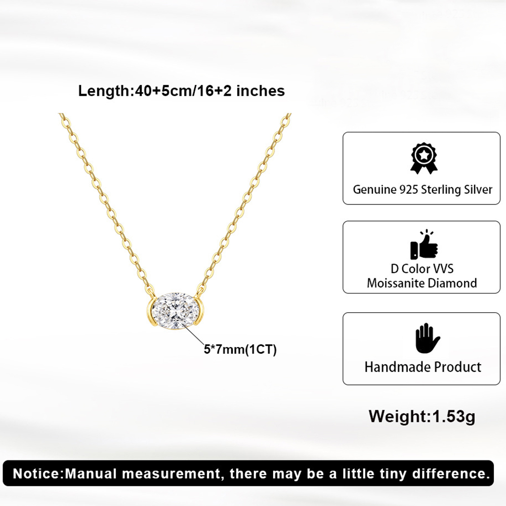 1CT Oval Cut Moissanite Pendan - огляд і ціна Bezels Set Pendant