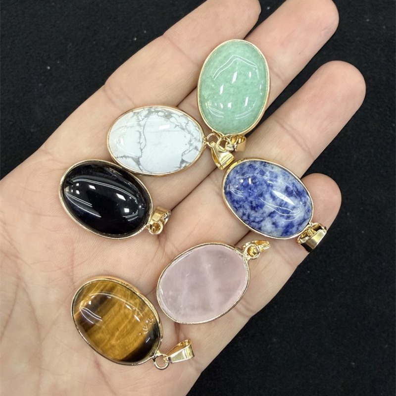 10pcs 19x26mm Oval Natural Sto - огляд і ціна Bezels Set Pendant